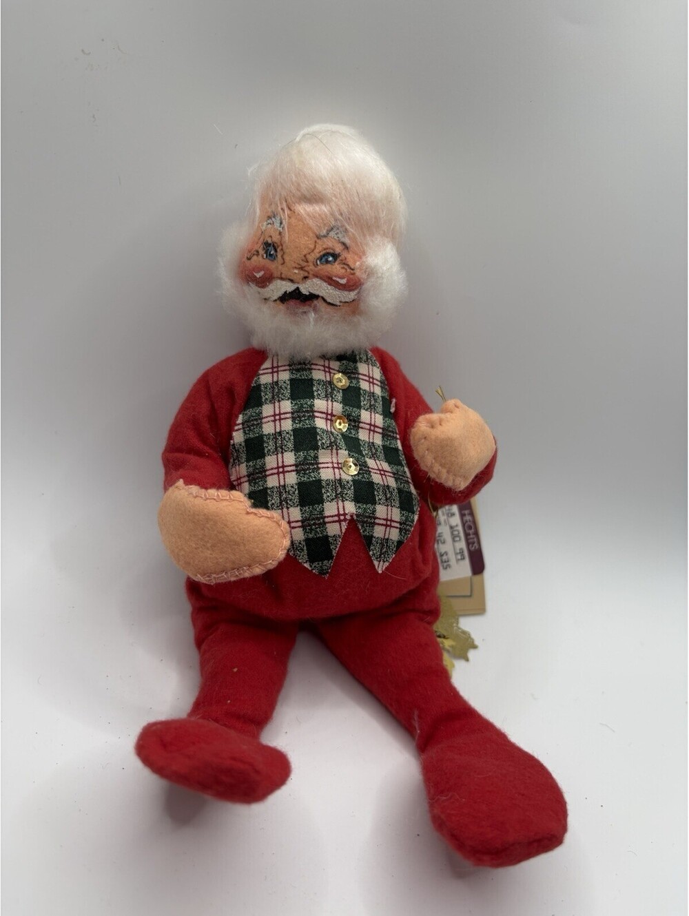 Vintage Annalee 7" Santa Claus In Vest 1995 Posable Made In USA With Tag